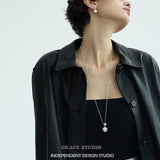 Crater Pearl Long Pendant Necklace