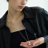 Crater Pearl Long Pendant Necklace