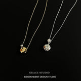Crater Pearl Long Pendant Necklace