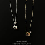 Crater Pearl Long Pendant Necklace
