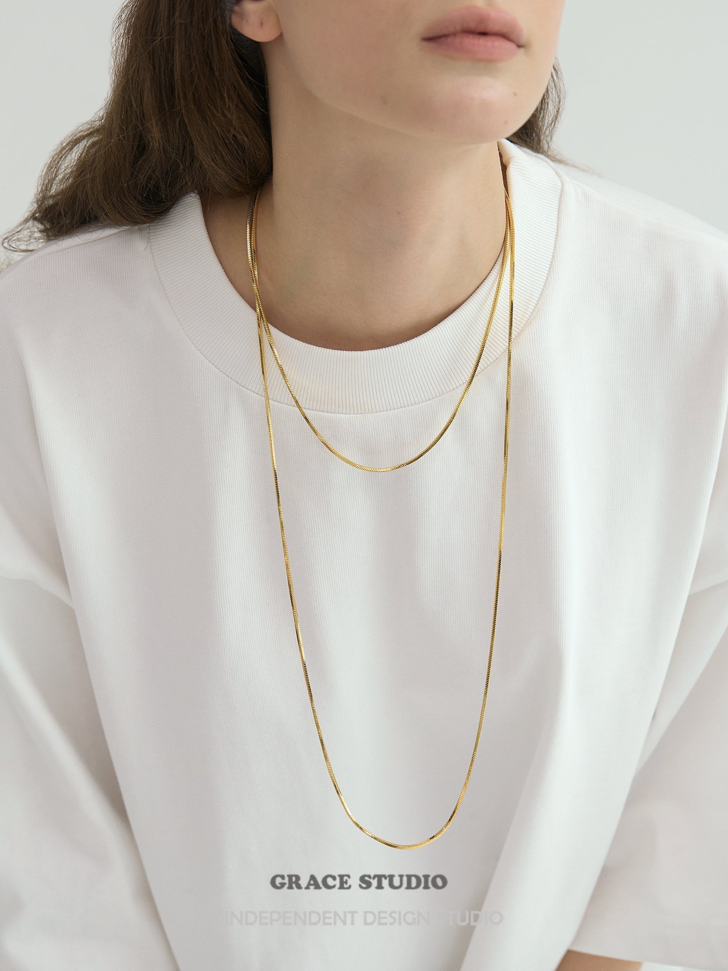 Sleek Snake Chain Long Necklace - Grace Studio
