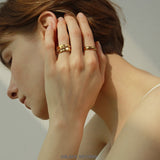 Rope Trim Wide Band & Double Layer Ring Set