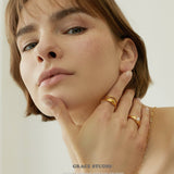 Rope Trim Wide Band & Double Layer Ring Set