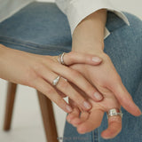 Rope Trim Wide Band & Double Layer Ring Set