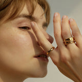 Rope Trim Wide Band & Double Layer Ring Set