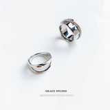 Rope Trim Wide Band & Double Layer Ring Set