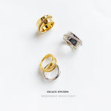 Rope Trim Wide Band & Double Layer Ring Set