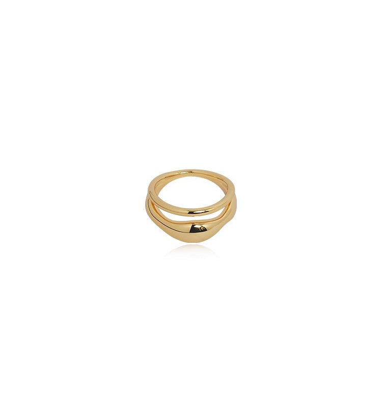 Rope Trim Wide Band & Double Layer Ring Set