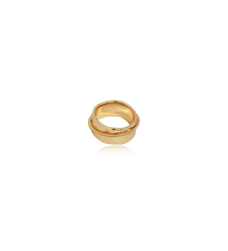 Rope Trim Wide Band & Double Layer Ring Set