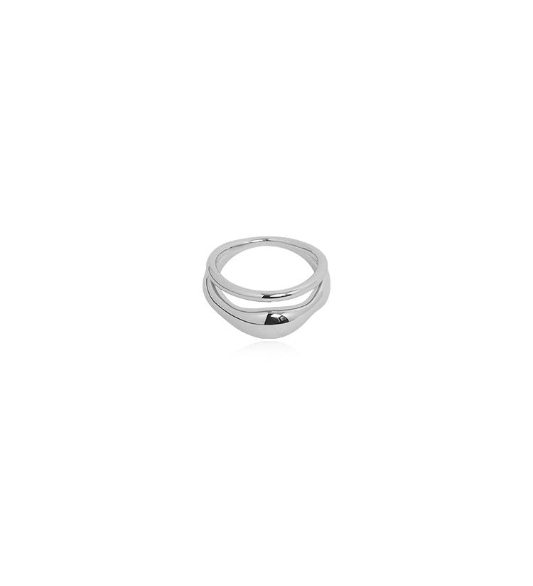 Rope Trim Wide Band & Double Layer Ring Set