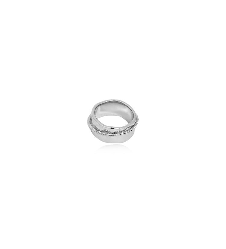 Rope Trim Wide Band & Double Layer Ring Set