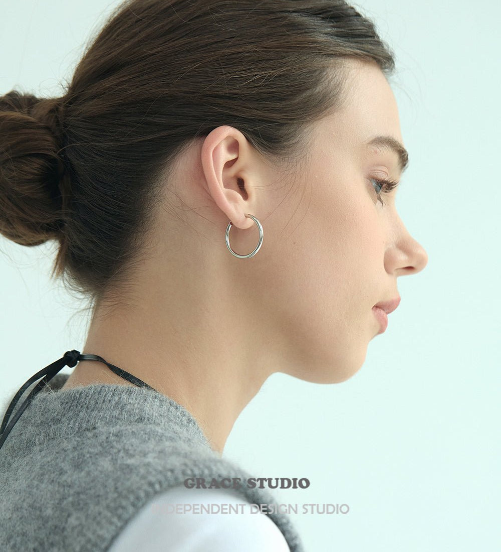 Minimalist Silver Round Hoops