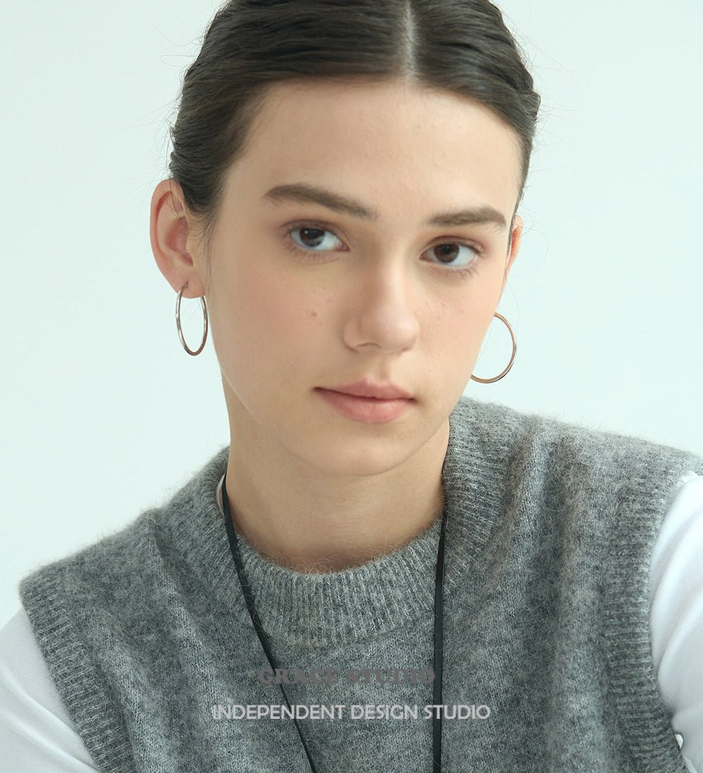 Minimalist Silver Round Hoops