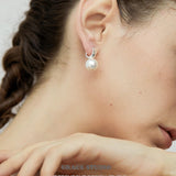 Quilted Pearl Drop Hoop Earrings