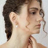 Quilted Pearl Drop Hoop Earrings