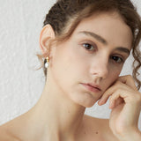 Quilted Pearl Drop Hoop Earrings