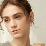 Quilted Pearl Drop Hoop Earrings