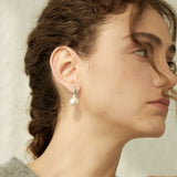 Quilted Pearl Drop Hoop Earrings