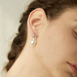 Quilted Pearl Drop Hoop Earrings