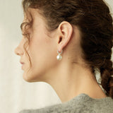 Quilted Pearl Drop Hoop Earrings