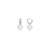 Quilted Pearl Drop Hoop Earrings