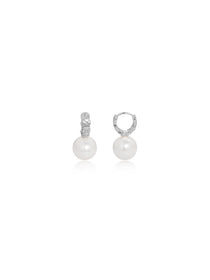 Quilted Pearl Drop Huggie Earrings - Grace Studio