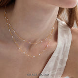 Delicate Pearl Station Chain Necklace