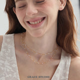 Delicate Pearl Station Chain Necklace