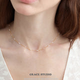 Delicate Pearl Station Chain Necklace