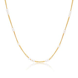 Delicate Pearl Station Chain Necklace