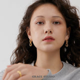Crater Textured Chain Drop Earrings