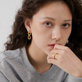 Crater Textured Chain Drop Earrings