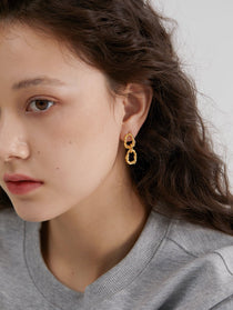 Crater Textured Chain Drop Earrings - Grace Studio