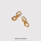 Crater Textured Chain Drop Earrings