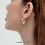 Sculpted Heart Shield Hoop Earrings