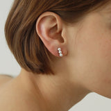 Minimalist Triple Pearl Stud Earrings