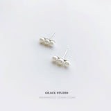 Minimalist Triple Pearl Stud Earrings