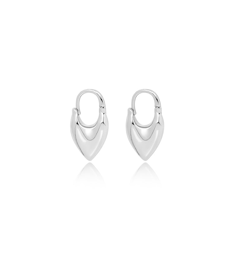 Sculpted Heart Shield Hoop Earrings