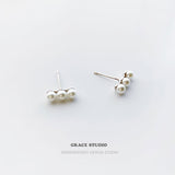 Minimalist Triple Pearl Stud Earrings