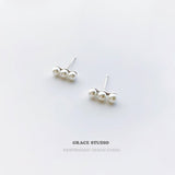Minimalist Triple Pearl Stud Earrings