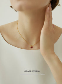 Cherry Heart Pendant Necklace - Grace Studio