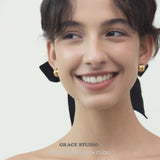 Sculptural Ridged Mini Huggie Hoop Earrings