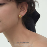 Sculptural Ridged Mini Huggie Hoop Earrings