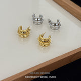 Sculptural Ridged Mini Huggie Hoop Earrings