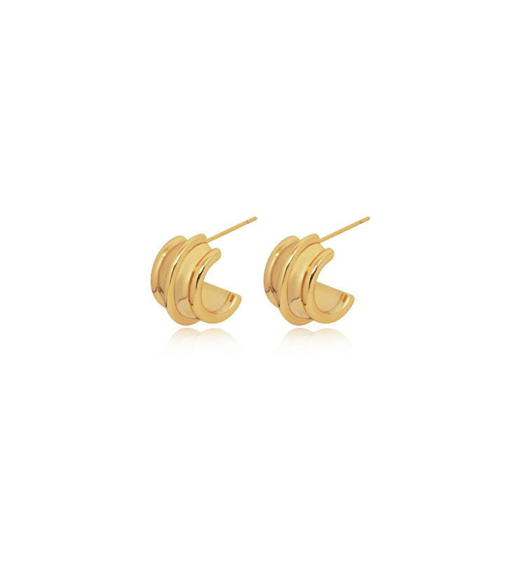 Sculptural Ridged Mini Huggie Hoop Earrings