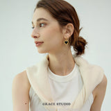 Sculpted Heart Charm Hoop Earrings