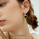 Sculpted Heart Charm Hoop Earrings