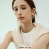 Sculpted Heart Charm Hoop Earrings
