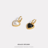 Sculpted Heart Charm Hoop Earrings