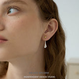 Silver Teardrop Dual-Tone Drop Earrings